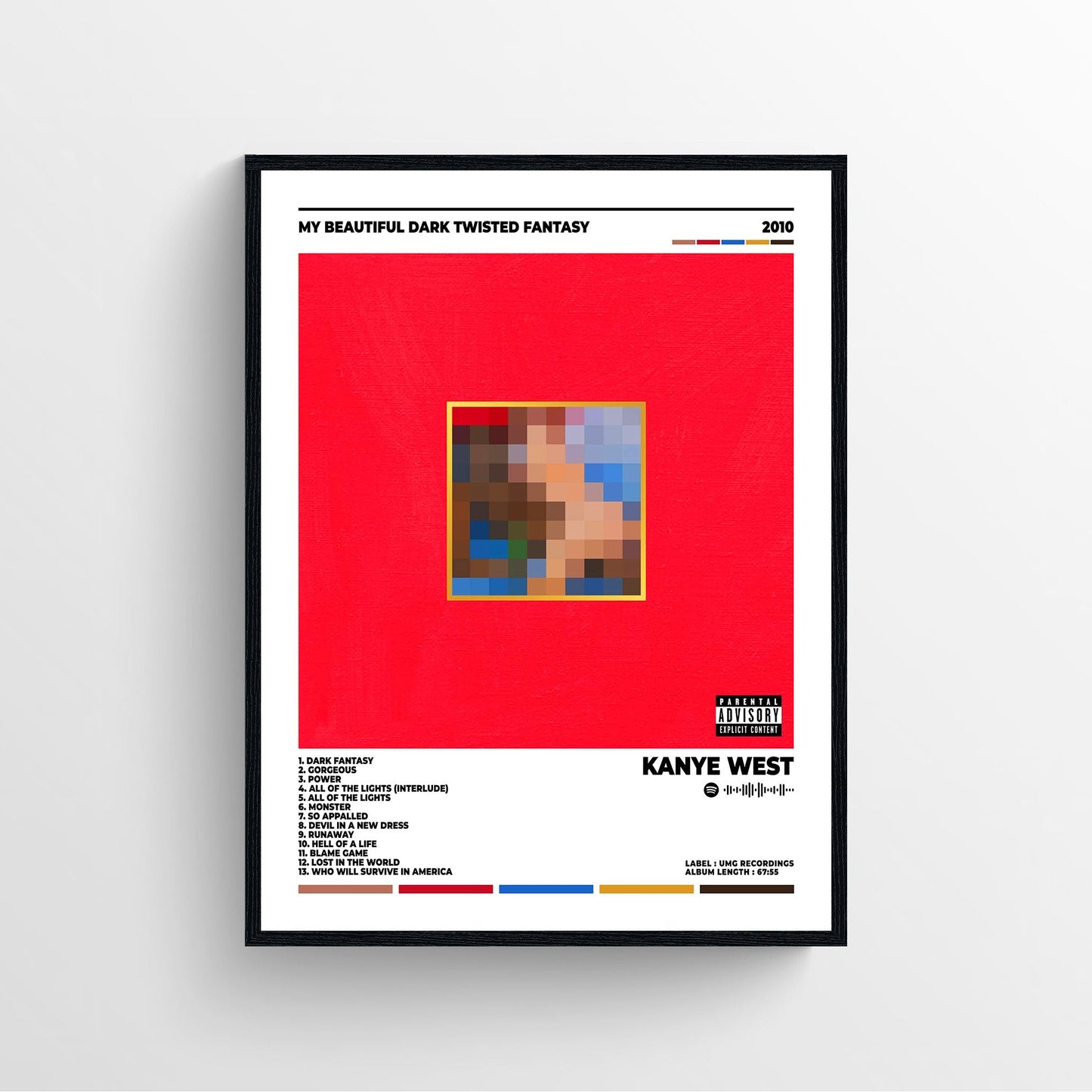 Kanye West my beautiful dark twisted fantasy album cover poster framed