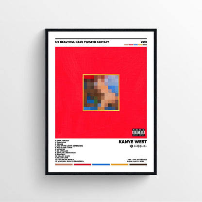 Kanye West my beautiful dark twisted fantasy album cover poster framed