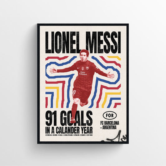 lionel Messi football poster, sports poster, football art, framed