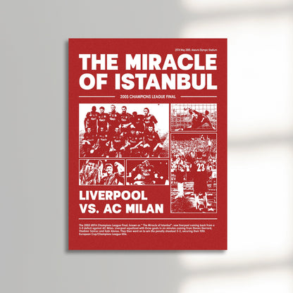 The Miracle of istanbul 2005 champions league final liverpool football club poster