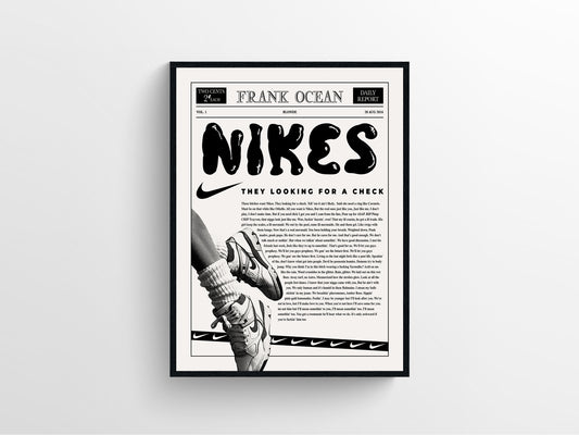 nike frank ocean vintage fashion sneaker framed poster