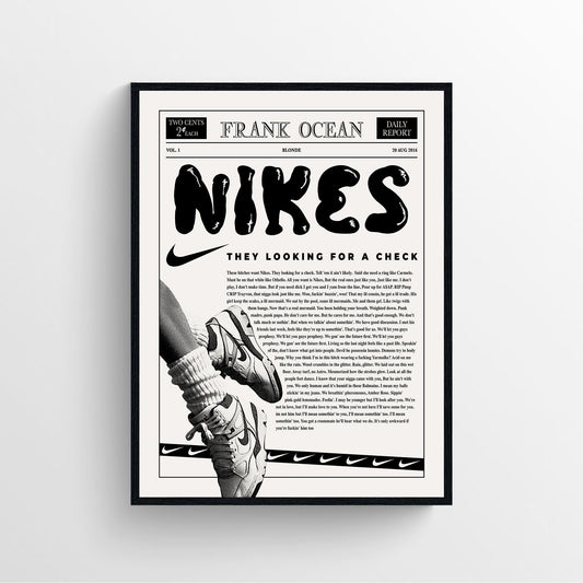 nike frank ocean vintage fashion sneaker framed poster