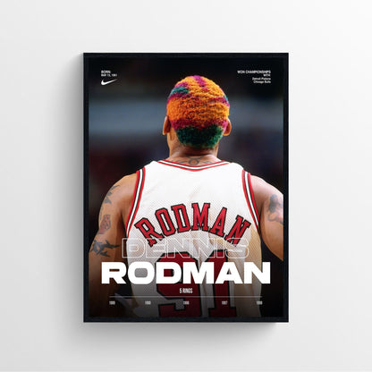 Dennis Rodman NBA chicago Bulls basketball poster framed