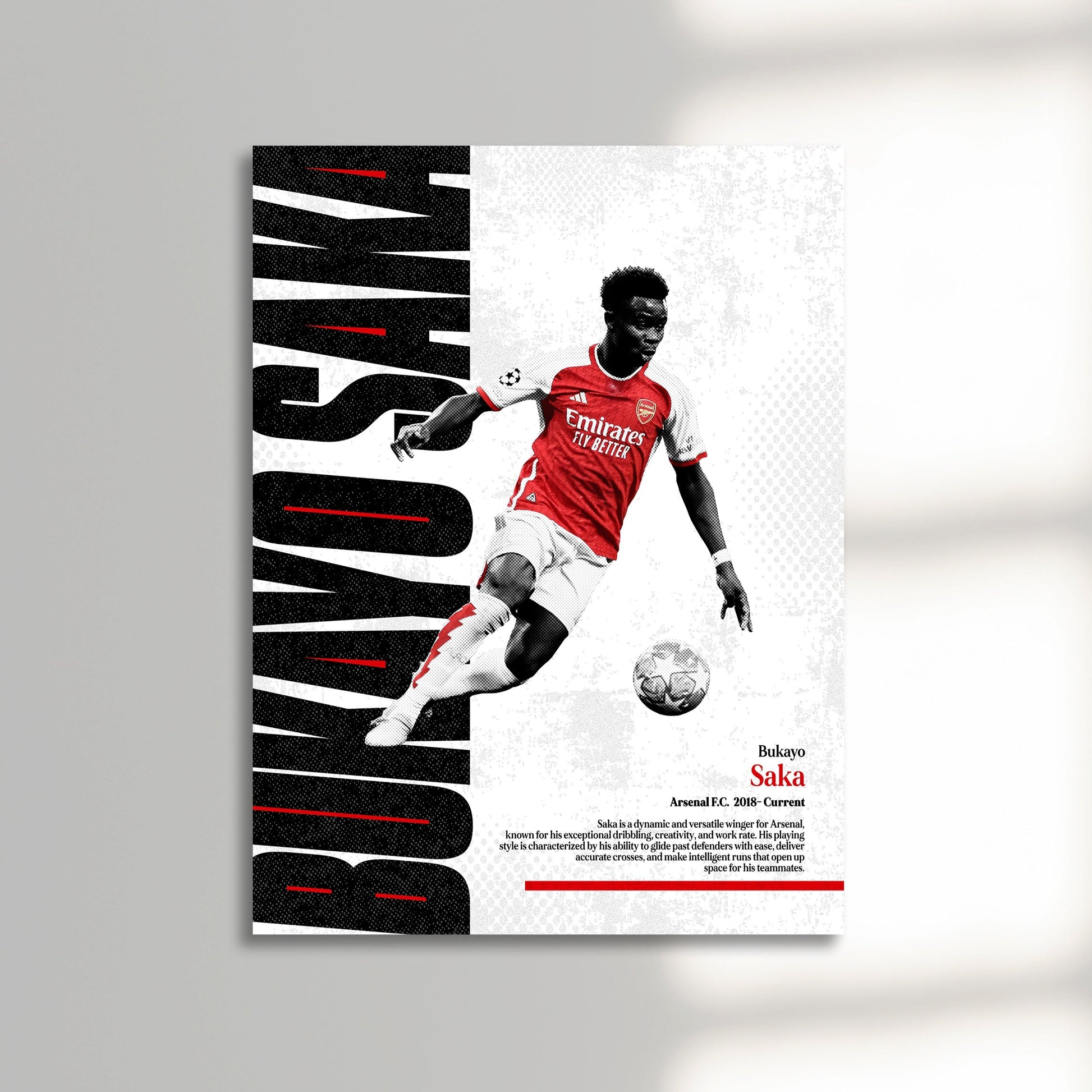 Bukayo Saka arsenal football club poster