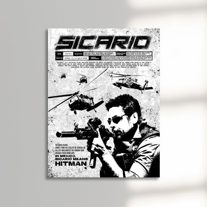 Sicario black and white movie poster unframed