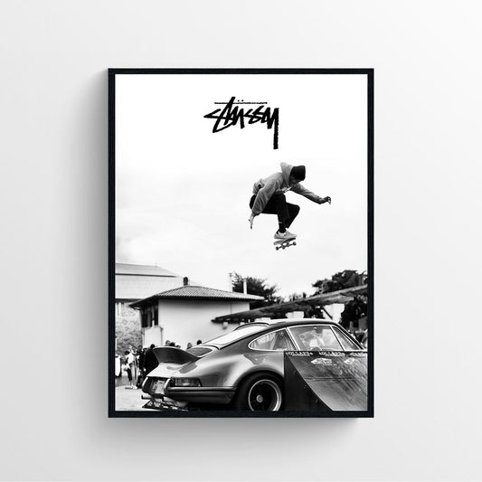 Stussy Skateboarding Vintage Porsche 911 Poster