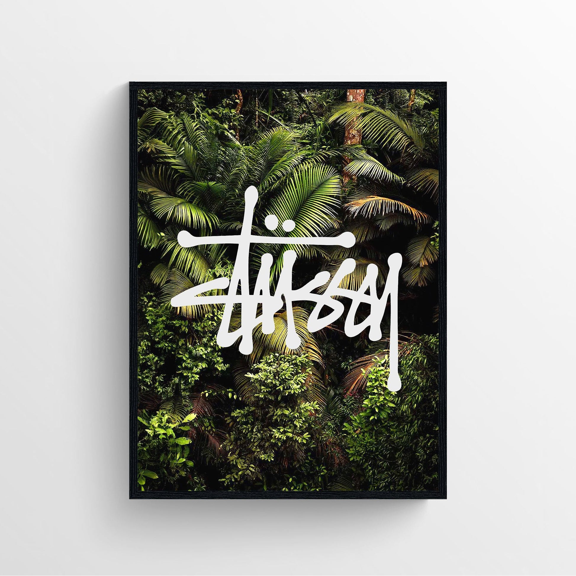 Stussy streetwear fashion poster jungle background