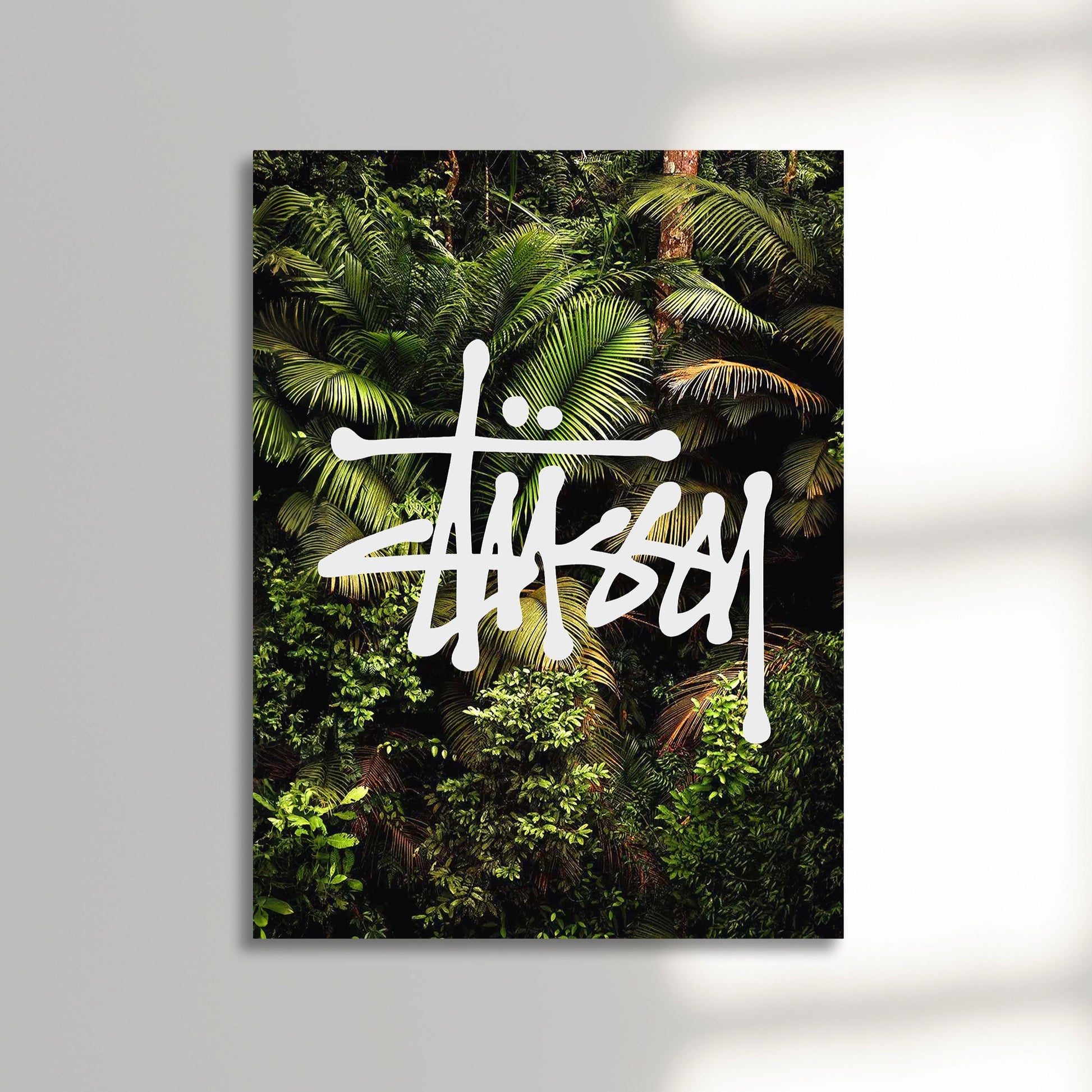 Stussy streetwear fashion poster jungle background