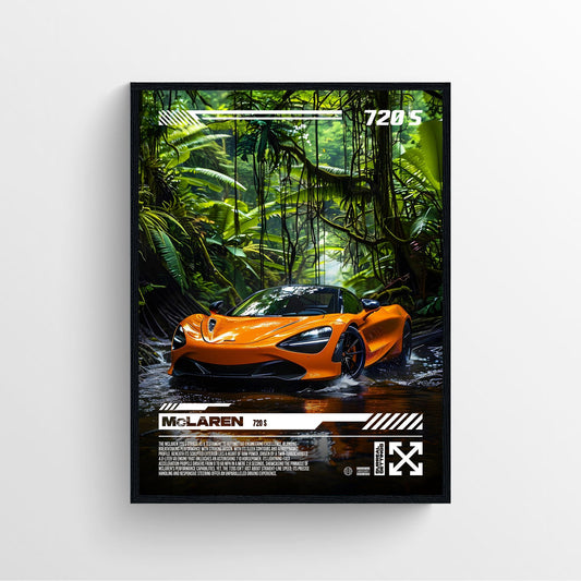 McLaren 720 s rainforest car poster framed