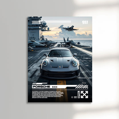 Porsche 911 GT3 RS air craft carrier car poster unframed