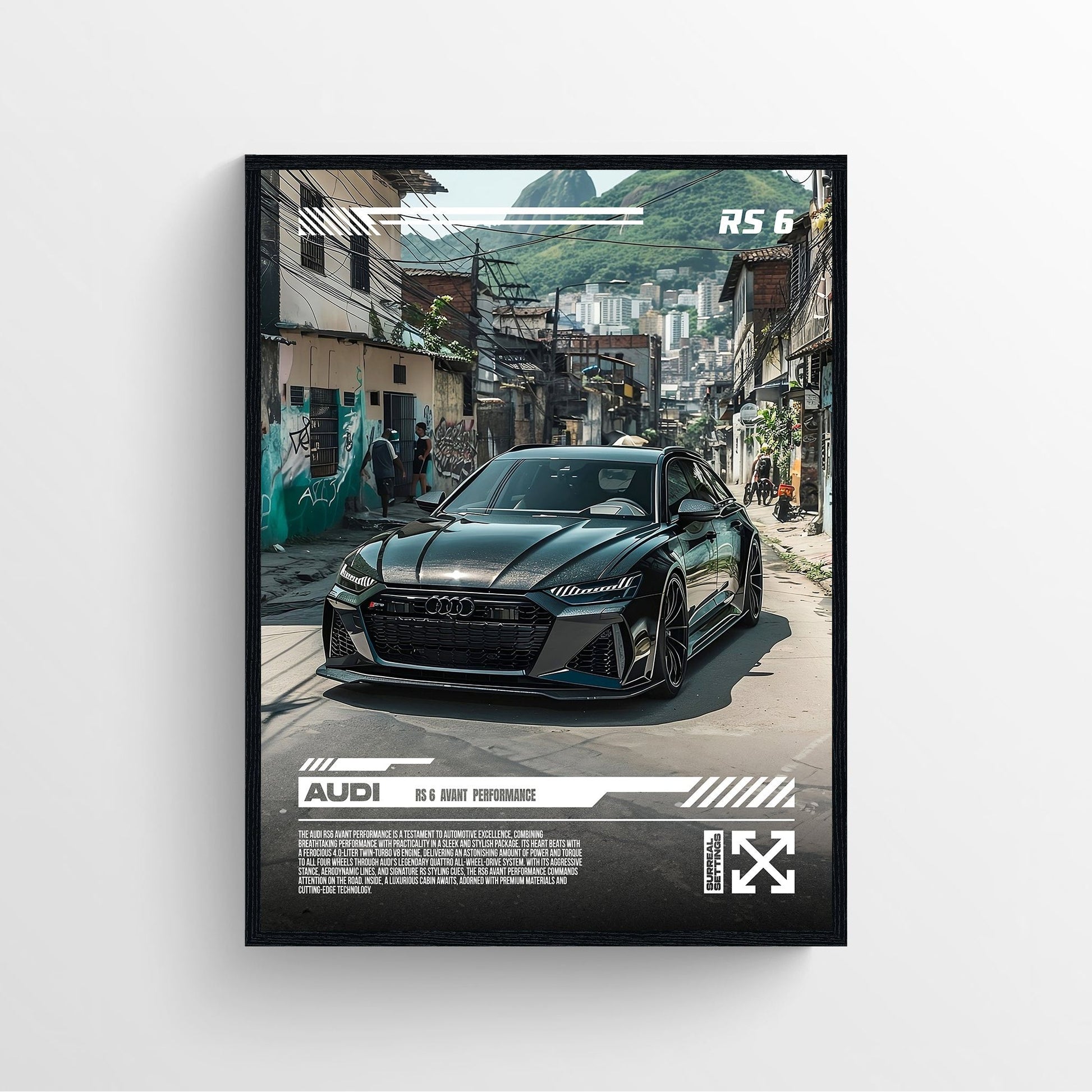 audi rs 6 rio favella poster framed