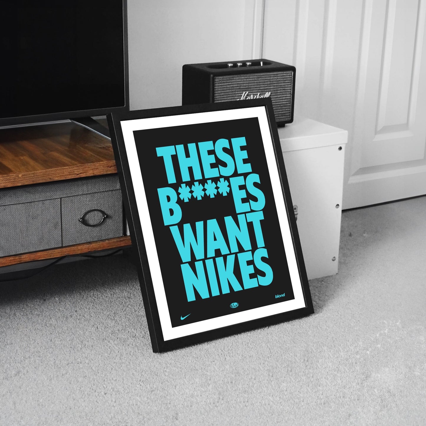 These bitches want nikes frank ocean music fashion poster black and white framed