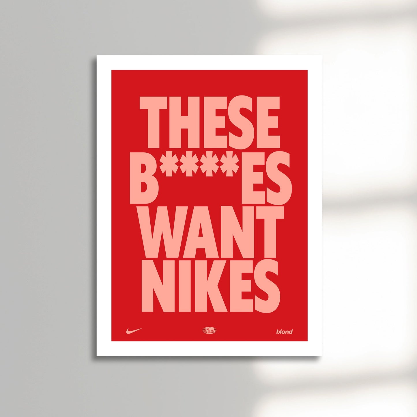 These bitches want nikes frank ocean music fashion poster red and white unframed