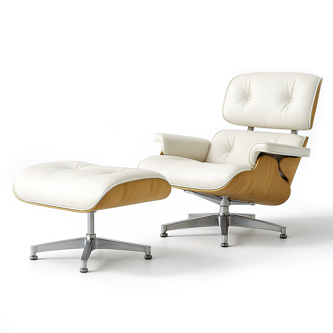 Eames Premium Leather Lounge Chair & Ottoman
