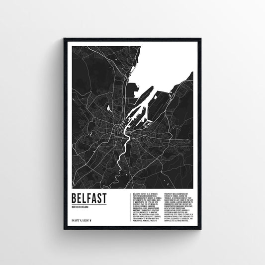 Belfast City Map poster with white background