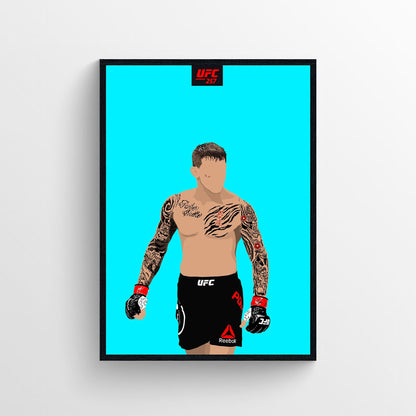 Dustin Poirier UFC, MMA Poster with blue background