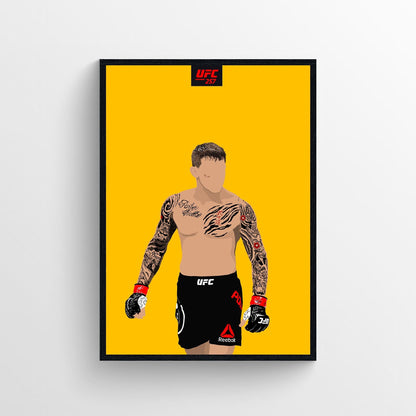 Dustin Poirier UFC, MMA Poster with yellow background